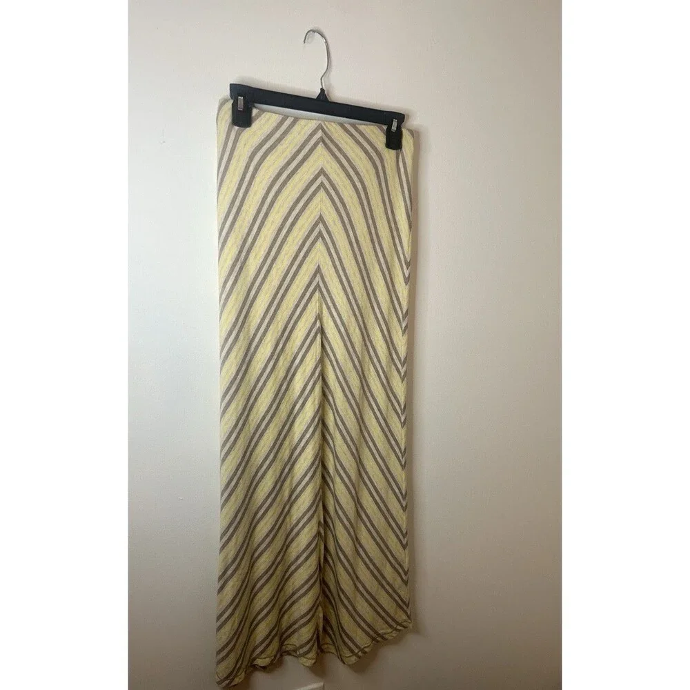 Boho Chevron Maxi Skirt Max Studio Yellow Gray Stretch Waist S